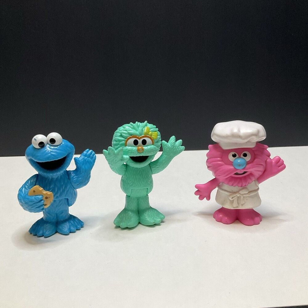Sesame Street Workshop Figures Cake Topper Lot Of 3 Rosita Cookie Monster Gonger